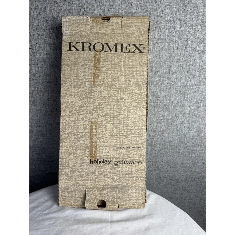 NIB Vintage Kromex Relish Tray Brass Handles‎ Serving Fork RARE! USA Mid Century